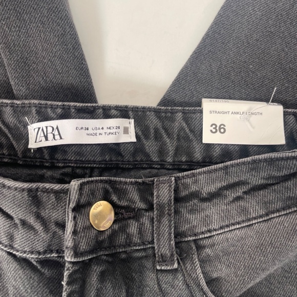 Zara STRAIGHT CUT BEADED ANKLE JEANS WITH A HIGH WAIST - Picture 5 of 11